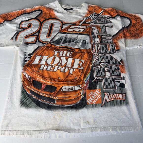 Chase Authentics Other - Vtg Nascar All over print TONY STEWART Home Depot 2001 Shirt Men Sz L Distress